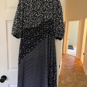 Parachute Black Floral Patchwork Midi Dress